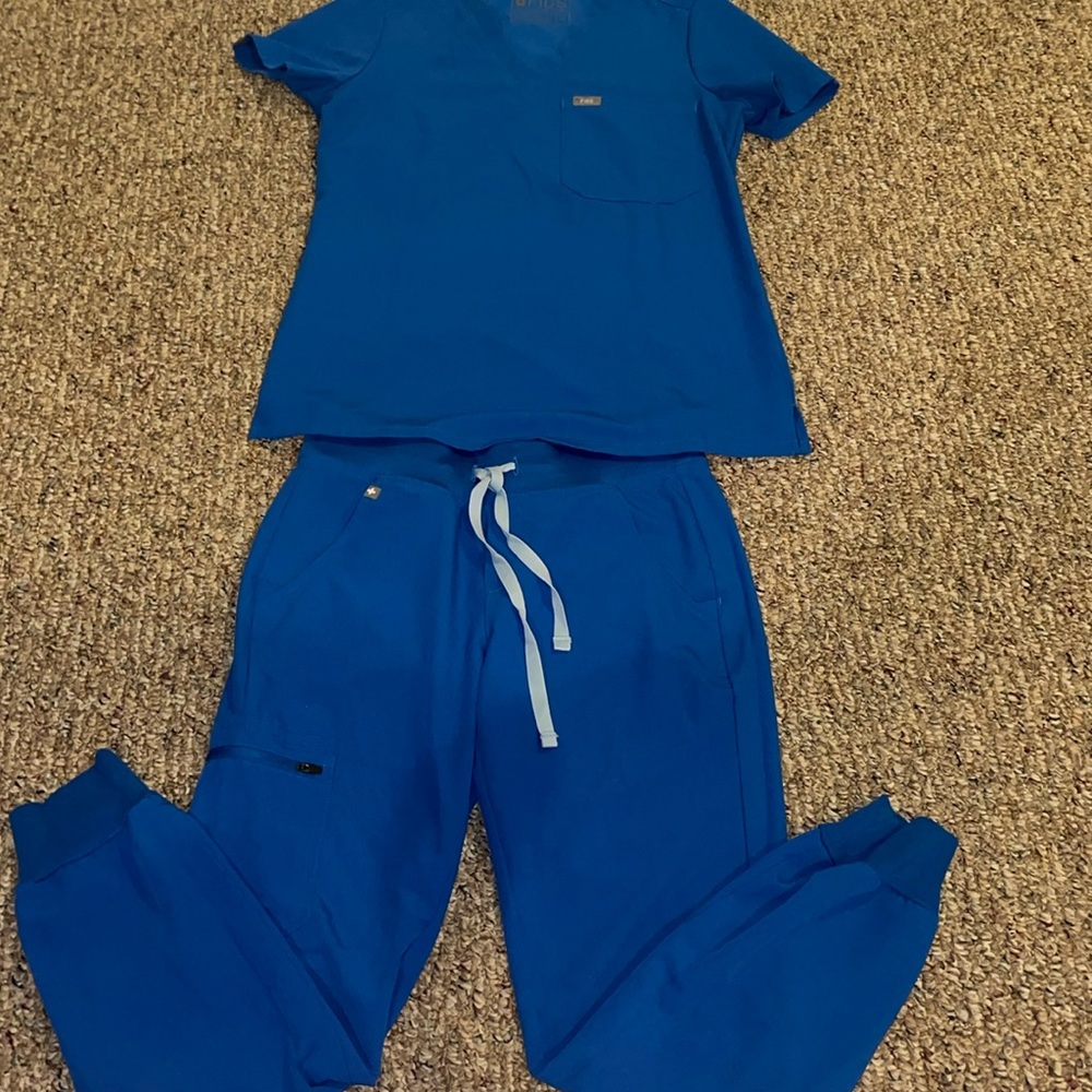 Womens Figs Royal Blue Scrub Set